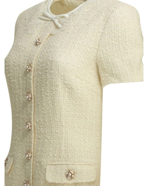 Self-Portrait Natural Short Dress With Lace Details