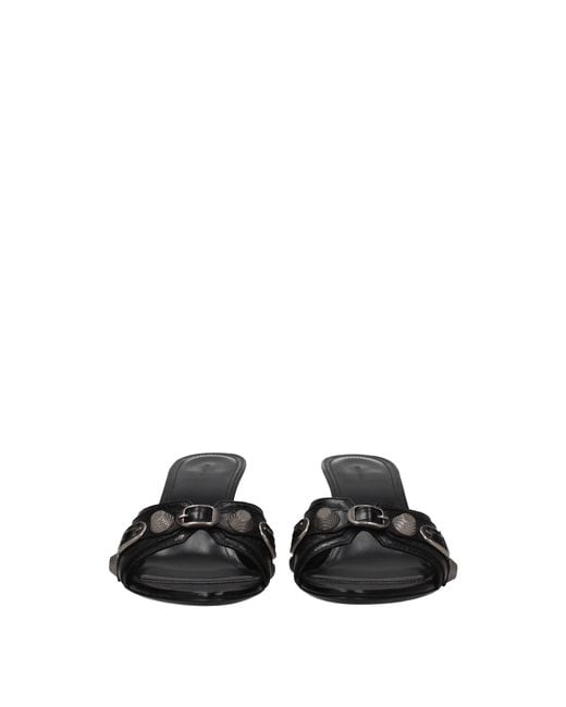 Balenciaga Black Cagole Sandals Leather