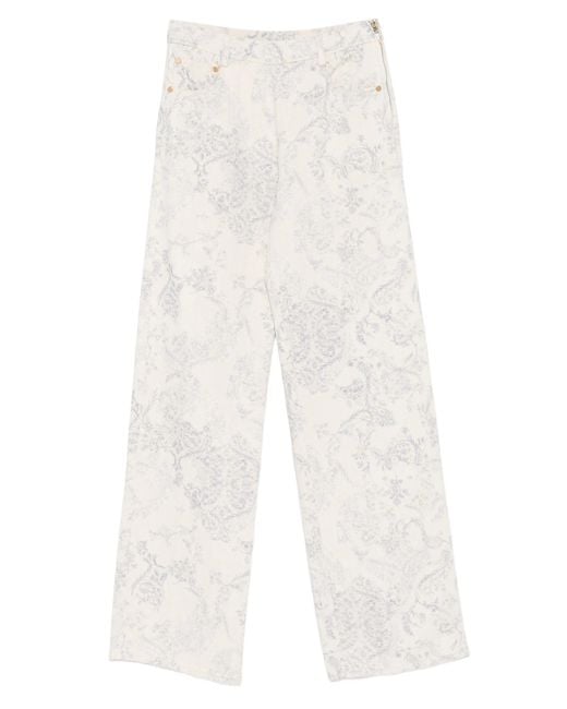 Forte_forte White Pants 5 Tasche Vita Alta Denim"Nontiscordardime"
