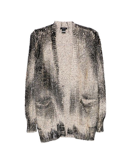 Avant Toi Gray Baumwoll-Cardigan mit V-Ausschnitt