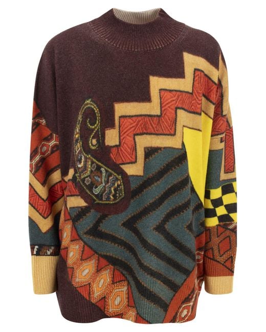 Suéter de lana con estampado de mosaico Etro de color Red