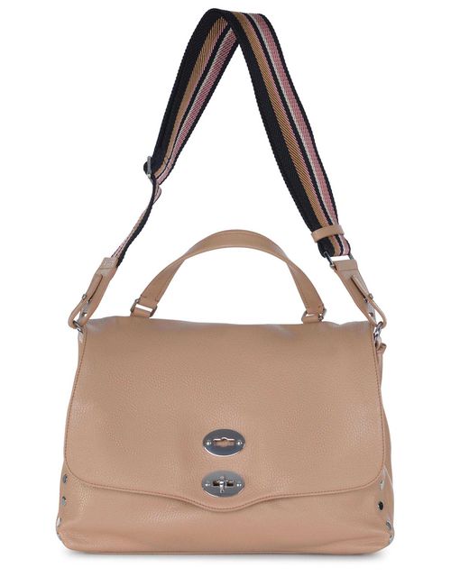 Zanellato Brown "Postina Daily M" Bag Made Of Hammered Leather