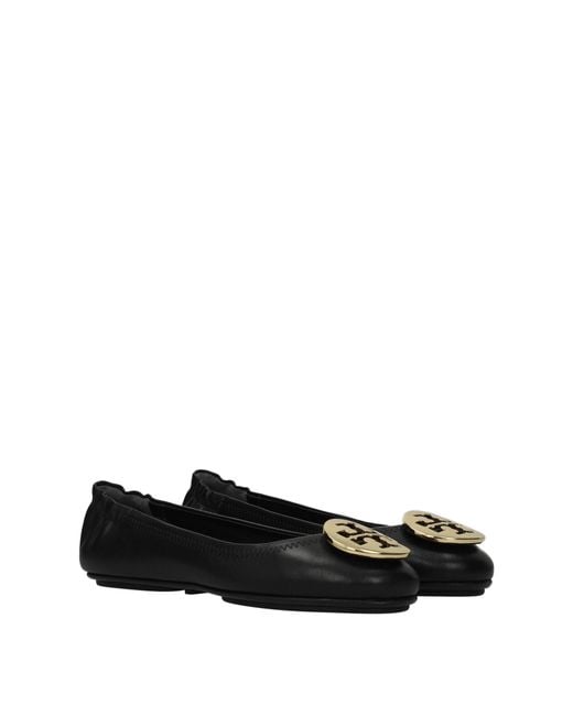 Tory Burch Black Minnie Ballet Flats Leather