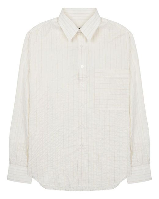Costumein White Striped Button-Up Shirt for men
