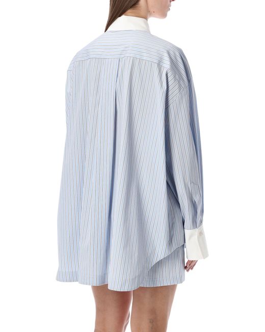 The Attico Blue Diana Oversized Striped Shirt