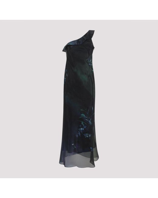 Giorgio Armani Kleedjes ,Zwart ,Organza Lange Jurk Van Gedrukte Zijde Organza in het Black