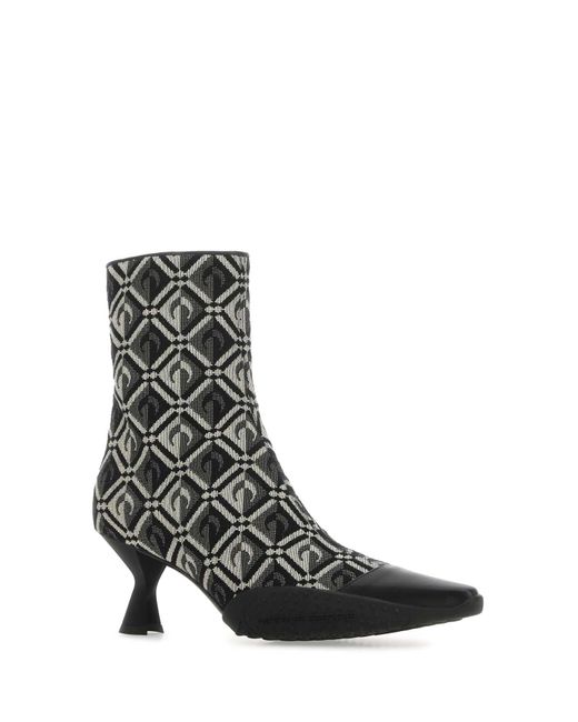 MARINE SERRE Black Embroidered Cotton Blend Moon Diamant Ankle Boots