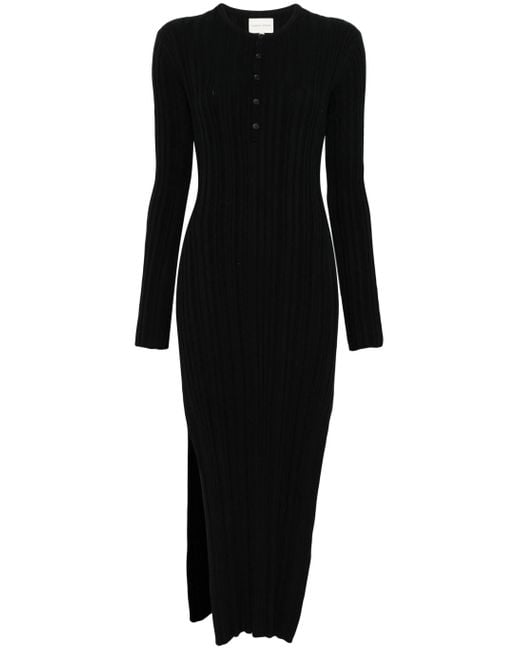 Loulou de Saison Black Rib Long Dress Clothing
