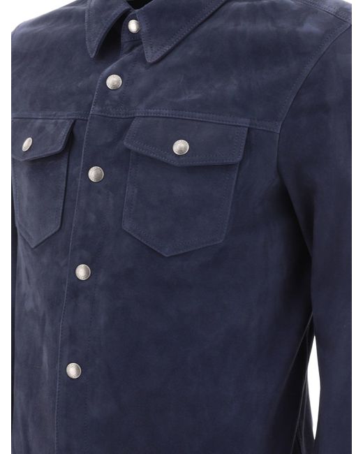 Veste en daim avec poches à rabat Tom Ford pour homme en coloris Blue