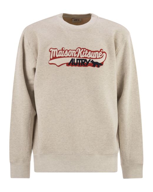 Autry X Maison Kitsune Gray Autry X Maison Kitsunè Logo Sweatshirt for men