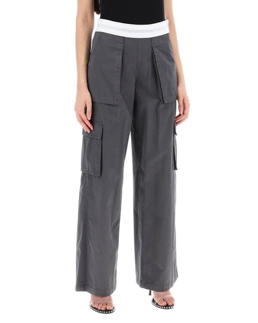Pantalones de carga delantos con cintura elástica Alexander Wang de color Gray
