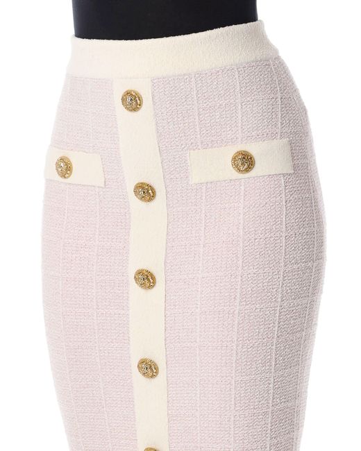 Balmain Pink Buttoned Midi Skirt