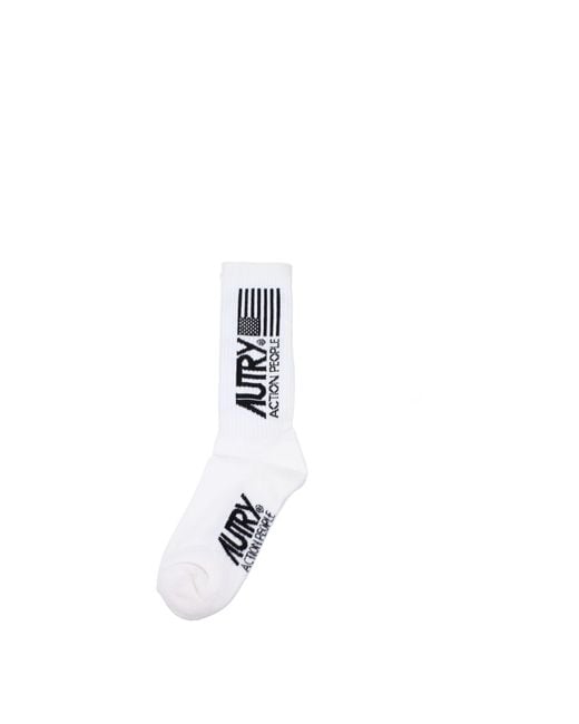 Autry White Socks And Stockings For Cotton