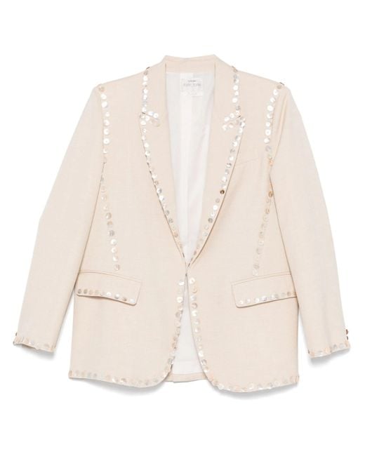 Forte_forte Natural Viscose Wool Slub Pearl Embroidered Jacket Clothing
