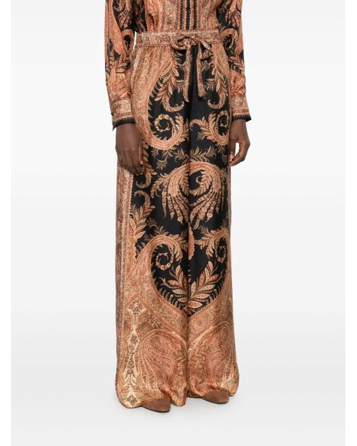 Zimmermann Brown Paisley-Print Drawstring Trousers