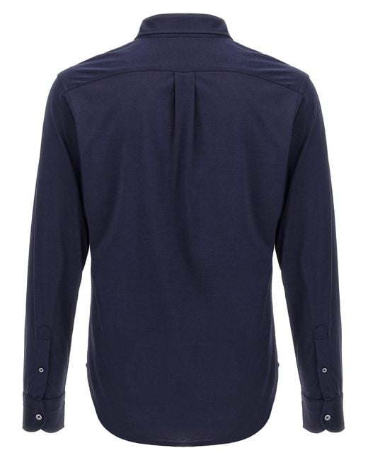 Tom Ford Blue Silk-Cotton Blend Button-Down Shirt for men