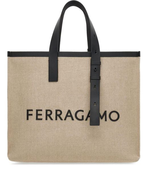 Sac Cabas En Cuir À Logo Embossé Ferragamo pour homme en coloris Natural