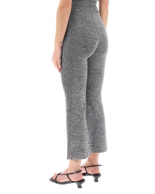 Pantaloni Cropped In Maglia Stretch di Ganni in Gray