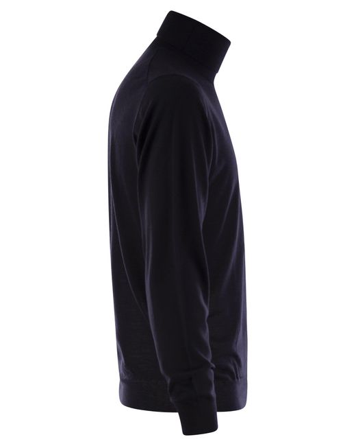 Fedeli Blue Turtleneck Sweater for men