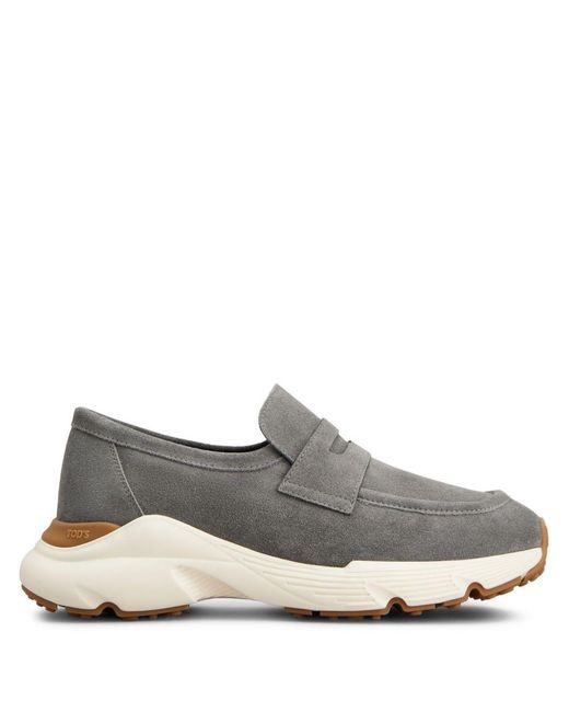 Tod's Gray Suede Leather Loafers