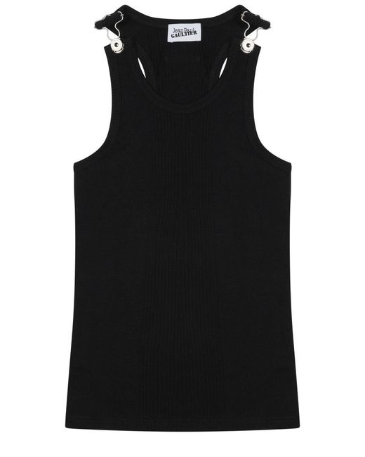 Jean Paul Gaultier Black Solid Scoop Neck Top