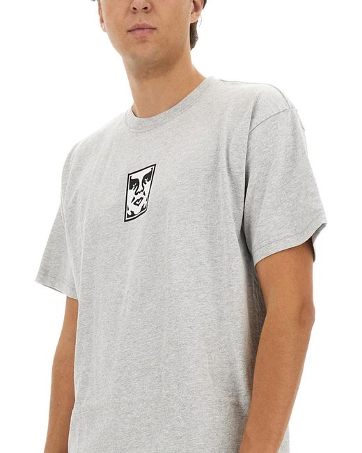 Obey Gray T-Shirt With Logo for men