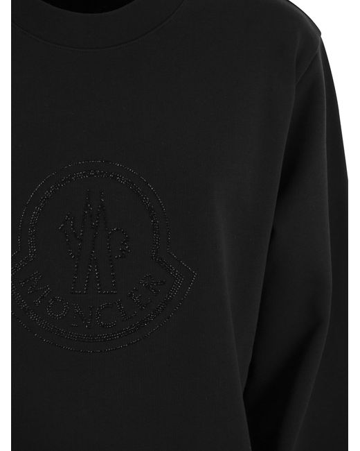 Moncler Black Logo Sweatshirt mit Kristallen