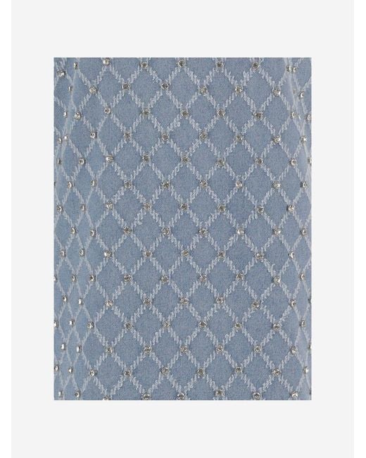 Pinko Blue Amorino Cotton Dress With Rhinestones