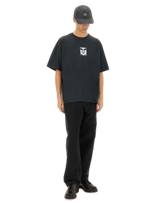 Obey Black Cotton T-Shirt for men