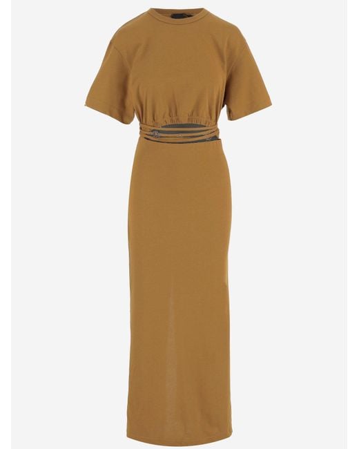 Pinko Natural Cotton Dress With Cut-Out Detail