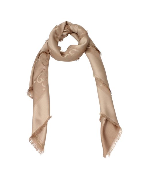 Gucci White Scarves Silk/Camel