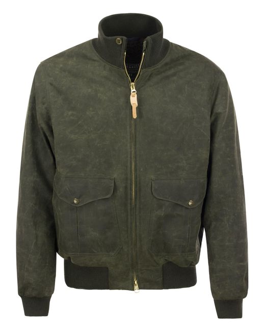 Manifattura Ceccarelli Green Water Repellent Cotton Bomber Jacket for men