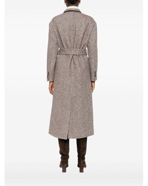 Brunello Cucinelli Gray Wool Belted Coat