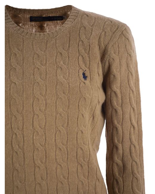 Polo Ralph Lauren Brown Geflochten Wolle und Kaschmirbesatzungshals