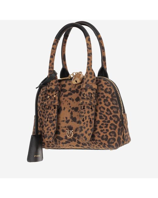 Pinko Brown Mini Escape Suede Leather Handbag