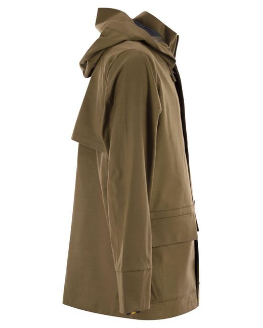 K-Way Green Erhal Tech Wool Blend Hooded Jacket for men