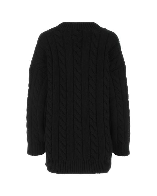Prada Black Wool Blend Oversize Cardigan