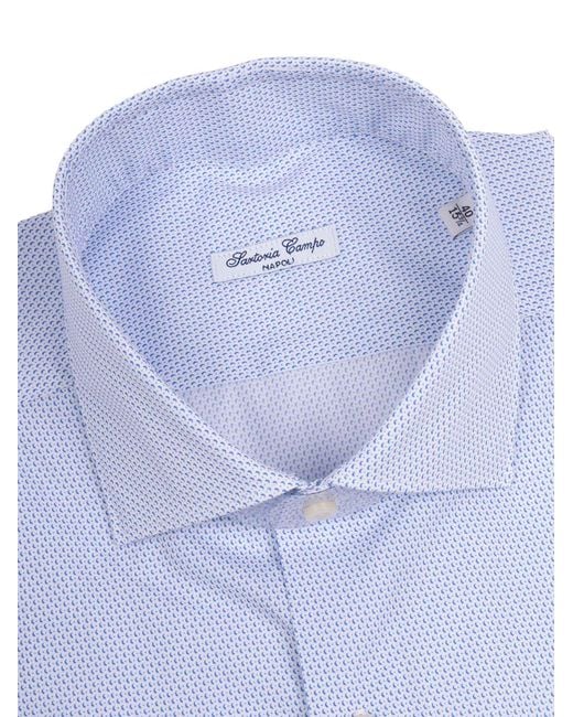 SARTORIA DEL CAMPO-SONRISA Blue Shirt Cotton for men