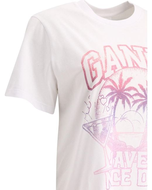 "Passez une bonne journée" T-shirt Ganni en coloris Pink