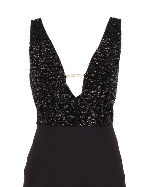 Elisabetta Franchi Black Form-Fitting Dress With Clean Lines