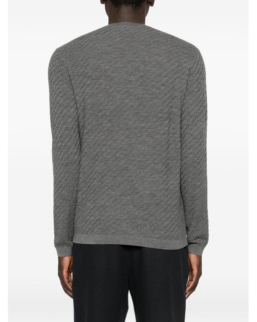 Emporio Armani Gray Wool Crewneck Sweater for men