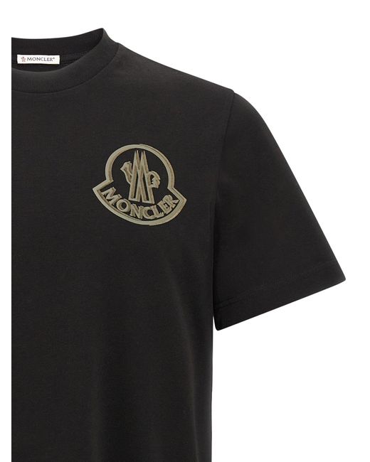 Moncler Flocked Logo T -shirt in het Black voor heren