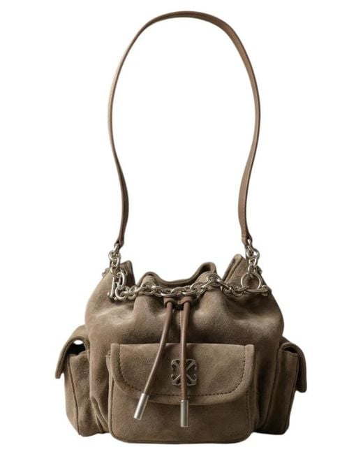 Off-White c/o Virgil Abloh Brown Dumbo.B Bucket Bag Suede