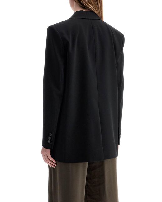 ANDAMANE De Andamane Blazer In Polsteere E Lana Nero Oversize Monopetto Con Scollo A V in het Black