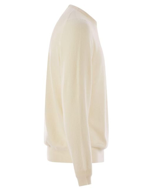 Fedeli Argentina Baby Cashmere Crew Neck Sweater in Natural für Herren