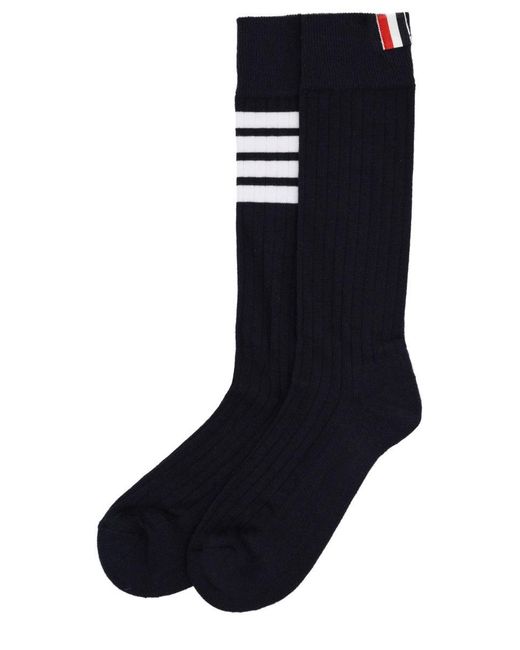 Thom Browne Black "4-Bar" Cotton Socks for men