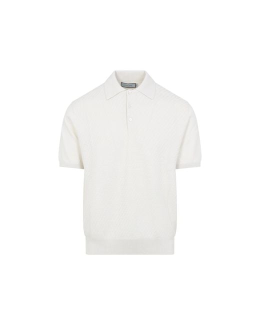 Canali White Cotton Polo