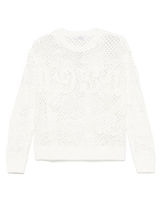 Max Mara White Embroidered Cotton Top