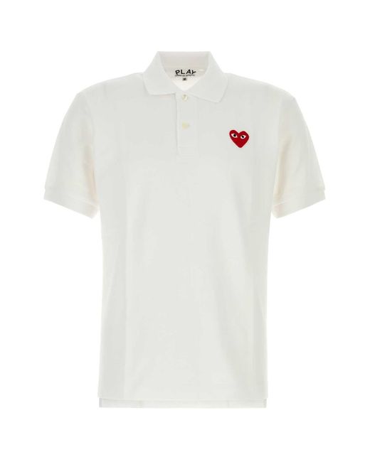 COMME DES GARÇONS PLAY White Piquet Polo Shirt
