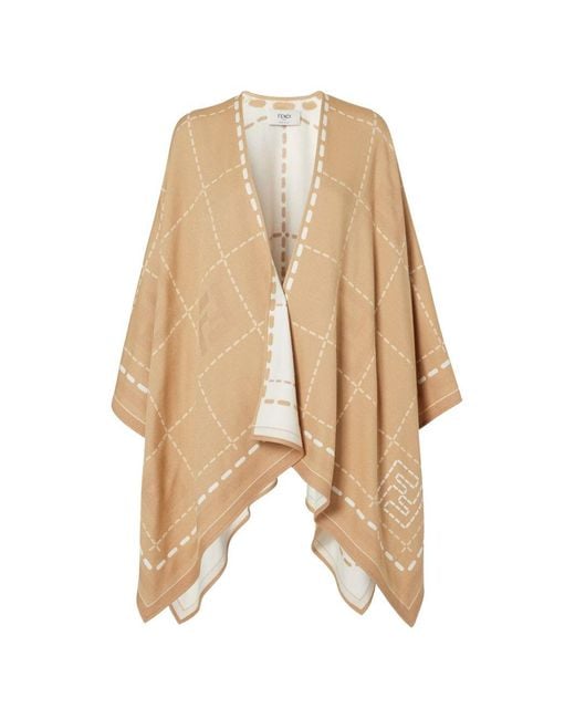 Fendi Natural Wool Poncho